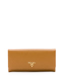 Saffiano Continental Flap Wallet, Caramel (Caramel)