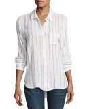 Charli Striped Long-Sleeve Shirt, White/Lilac