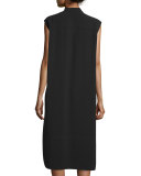 Sleeveless Voile Tunic, Black