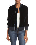 Velvet Bomber Jacket, Navy