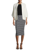 Danielle Geometric-Print Pencil Skirt, Black/Ivory