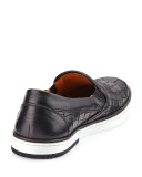 Grove Crocodile-Emobssed Skate Sneaker, Black