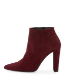 Hitimes Suede Chunky-Heel Bootie, Bordeaux 