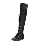 Gryffin Combat Over-the-Knee Boot, Black