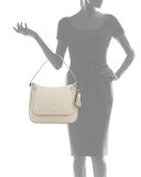 orchard st. treana leather shoulder bag, crisp linen