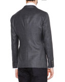 Basketweave Wool/Cashmere Jacket, Gray