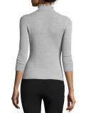 Merino Wool Mock-Neck Sweater, Light Gray Heather