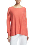 Long-Sleeve Featherweight Cashmere Box Top, Flora, Plus Size