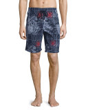 Okoa Sonar-Print Swim Trunks, Navy