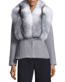 Wool-Cashmere Coat w/Removable Fox Fur Collar