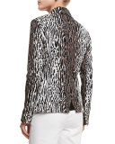 Leopard-Print Jacquard Jacket, Leopard