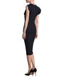 Dondi Ruffled-Sleeve Sheath Dress, Navy