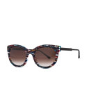 Lively Limited Edition Vintage-Pattern Square Sunglasses, Black/Multicolor