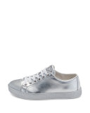 Leather Cap-Toe Low-Top Sneaker, Silver