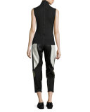 Banx Paneled Cropped Pants, Army Green