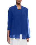 3/4-Sleeve Illusion Sheer Cardigan 