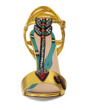 Allie Arrow-Appliqué Leather Sandal, Oro