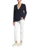 Ribbed V-Neck Merino/Cashmere Sweater