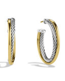Crossover Medium Hoop Earrings with Gold
