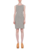 Sleeveless Round-Neck Sheath Dress, Dark Zinc