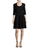 Twirl Half-Sleeve Knit Fit-and-Flare Dress, Plus Size