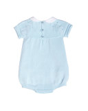 Short-Sleeve Collared Knit Playsuit, Blue, Size 3-18 Months