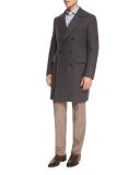 Double-Breasted Herringbone Wool Topcoat
