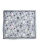Silk Mixed Skull Foulard Scarf, Gray/Black