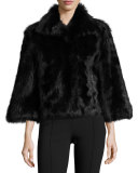 Warner Shearling Bracelet-Sleeve Jacket, Black