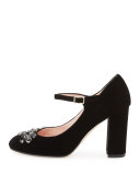 ballina crystal velvet mary jane pump, black