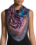 Silk Paisley Square Scarf, Blue/Purple