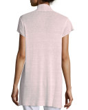 Cap-Sleeve Sheer Long Cardigan, Opal