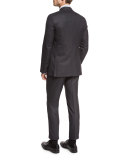 Super 160s Wool Birdseye-Stripe Two-Piece Suit, Gray