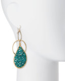 Crystal Teardrop Hoop Earrings, Teal