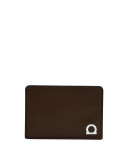 Gancio One Leather Card Case, Brown