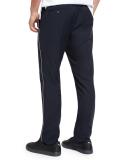 Wool Track Pants with Piping, Navy