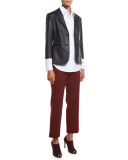 Nolbon Leather Two-Button Jacket, Navy