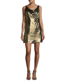 Morton Lamé Cowl Slip Dress, Gold