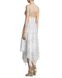 Rosemary Asymmetric-Hem Lace Dress, Ivory