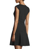 Taylor Cap-Sleeve V-Neck Dress