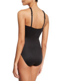 Bonnie Faux-Leather-Trim One-Piece Swimsuit