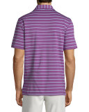 Tradeshow Striped Short-Sleeve Jersey Polo Shirt, Purple