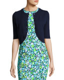 Cashmere Half-Sleeve Shrug, Navy