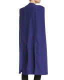 Long Contrast-Trim Tuxedo Cape, Patriot Blue