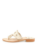 Palm Beach Whipstitch Thong Sandal, Bone/Platinum