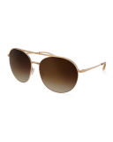 Luna Round Mirrored Sunglasses w/Brow Bar
