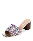 Glam Tile 60mm Slide Sandal, Silver