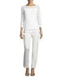 3/4-Sleeve Ribbon Illusion Top 