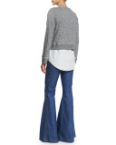 2-in-1 Cotton V-Neck Sweatshirt, Gray Melange