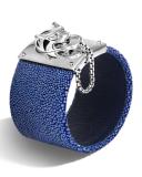 Legends Macan Silver Bracelet with Stingray Strap, Dark Blue